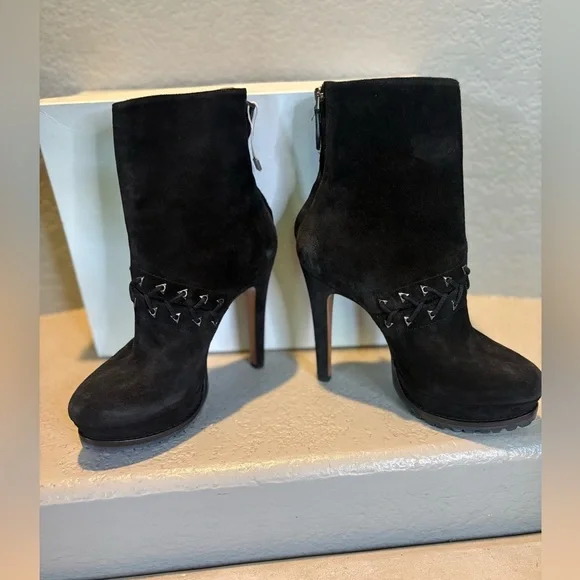 New- Azzedine Alaïa Lace-Up Suede Leather Platform Ankle Boots.Size: 37.5 - Picture 3 of 11